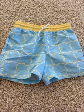 The Beaufort Bonnet Company Blue and Yellow Boys' Swim Trunks
